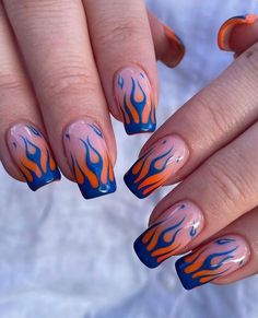 Hot Wheels Nails, Emo Nails, Nails Orange, Orange Nail Designs, Nail Soak, Orange Wood, Gel Tips, Orange Nails, False Nail