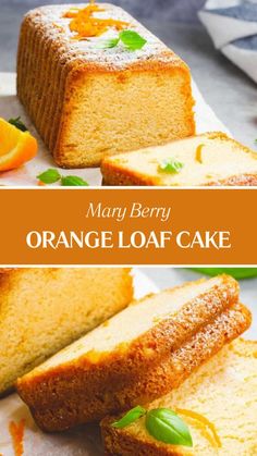 an orange loaf cake is cut into slices