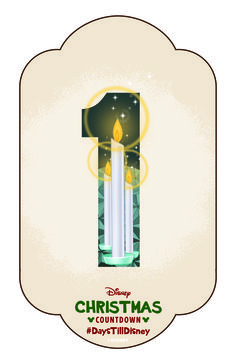 the number one candle for disney's christmas movie, it is white and green