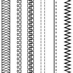 a set of different types of stitching patterns on white paper with black and white lines