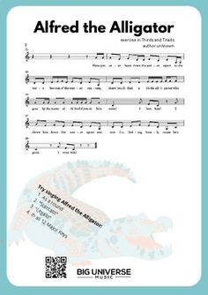 sheet music with alligators on it and the words,'alfredo the alligator '