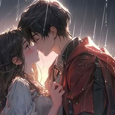 a couple kissing in the rain under an umbrella