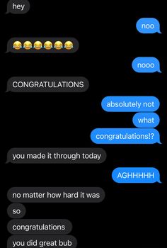 two texts that say congratulationss and have been made into conversation bubbles with emoticions