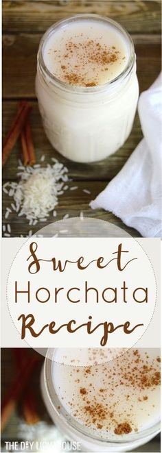 sweet horchhata recipe in a jar with cinnamon sprinkles