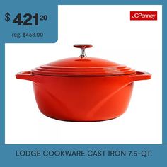 the large red casserole is on sale for $ 42