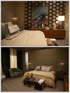 there are two different pictures of a bedroom