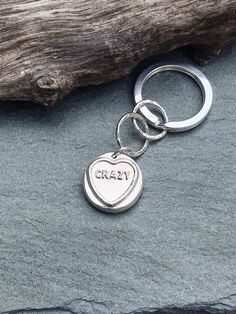 Excited to share this item from my #etsy shop: Handmade solid silver retro Love heart sweet keyring, sterling silver loveheart sweet car accessory, Crazy message gift Retro Love