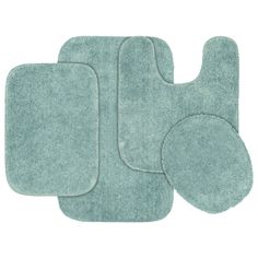 three bathroom rugs in aqua blue color