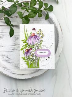 a card with some flowers on it