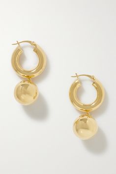 The ease and elegance of uniform dressing inform LIÉ STUDIO's jewelry. These 'The Marie' earrings are sculpted from gold-plated metal with spherical drop pendants. Wear yours as part of a graduating stack alongside other hoops. Lie Studio Jewelry, Uniform Dressing, Studio Jewelry, Knit Alpaca, Stacked Jewelry, Pearl Hoop Earrings, Earrings In Gold, Fashion Jewelry Earrings, Fall Shopping