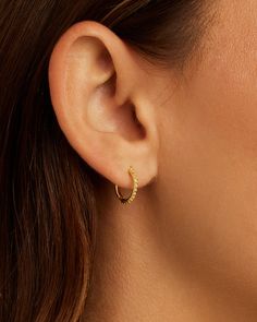 Bali Huggies Earring in Gold Plated, Women's by gorjana Small Bali Earrings Gold, Earrings One Hole, Gold Bali Design, Bali Earrings Gold, Gold Bali, Earrings Bali, Gold Huggies, Bali Earrings, Earrings Aesthetic