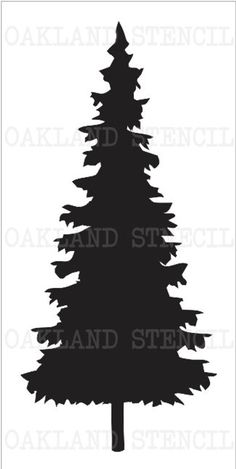 a black and white silhouette of a pine tree with the words oakland stencil