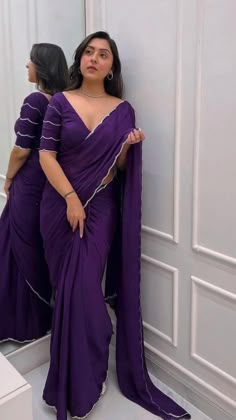 Dessert Thanksgiving, Thanksgiving Aesthetic, Saree Wearing Styles, Sharara Suits, New Saree Blouse Designs, Lehenga Designs Simple, Purple Saree, Latest Model Blouse Designs, Saree Lehenga