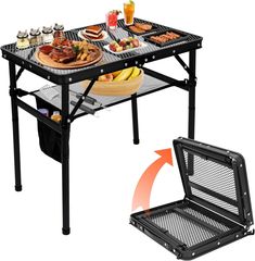 qulimetal-flagship-store Portable Folding Grill Table with Adjustable Height & Mesh Desktop,Easy to Carry About this item 【Portable & Compact for Every Adventure】 With a compact folded size of 15.8 x 11.8 inches, this portable grill table is easy to store and comes with a convenient carry bag, making transportation a breeze. Ideal for use in RVs, barbecues, beach picnics, and campfire parties, it combines practicality with space-saving portability for any adventure 【Adjustable & Multi-Height Des Black Picnic, Outdoor Picnic Table, Campfire Party, Bbq Equipment, Portable Picnic Table, Grill Table, Beach Picnics, Bbq Picnic, Portable Grill