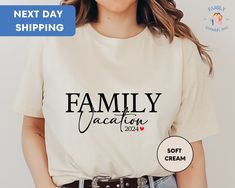 Family Vacation Trip 2024 Shirt, Vacation 2024 Shirt, Family Trip 2024 T-Shirt, Family Vacation Matching Shirts ORDERING: 1. Review all photos 2. Choose Size and Color from drop-down menu 3. If personalization box is available, add your text color 4. Add each shirt to cart one at a time 5. Click "Add to Cart" - you can go back to add more products 6. Click "Proceed to Checkout" 7. Add note to seller for any requests * We use several different brand shirts, all of them are premium quality and soft shirts. The brands we send may vary depending on our stock situation. * We guarantee 100% satisfaction. The brands we use in- clude premium quality shirt brands such as Bella Canvas, Gildan Soft Style, Circle, Outlash. BULK DISCOUNTS AND SPECIAL REQUESTS: We offer bulk discounts and are open to sp Family T Shirt Ideas Matching Vacation, Family Tshirt Ideas Matching Shirts, Vacation Matching Shirts, Family Trip Shirts, Vacation 2024, Brand Shirts, Family Trip, Travel Shirts, Branded Shirts