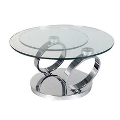 Puf 32-53 Inch Extendable Coffee Table, 2 Round Tempered Glass Tops, Chrome By Casagear Home Coffee Table With Stools, Tv Stand Sideboard, Extendable Coffee Table, Photo Table, Round Glass Coffee Table, Round Cocktail Tables, Verre Design, Chevron Coffee Tables, Coffee Tables For Sale