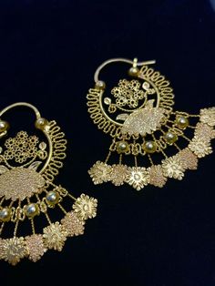 (1) VINTA Gallery | Banaba Flower Creole Earrings Thai Flower Jewelry, Luxury Chandbalis With Intricate Design For Ceremonial Occasions, Creole Earrings, New Traditional, Bird Earrings, Silver Coat, Holiday Party Outfit, Gold Filigree, Inspired By Nature