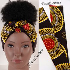 Add a pop of colour to your hair with this handmade African fabric head tie. The multicoloured Ankara print features dark brown and red-yellow, making it a bold and colourful accessory for any season. The head wrap is 44 inches long and 5 inches wide, and it is easy to tie into a bow for versatile styling options. Made of 100% cotton, this African fabric headscarf is also washable for easy maintenance. Perfect for women looking to add some African flair to their hair styling, this head tie is an ideal addition to any wardrobe. Hair Tie Bow, African Fabric Accessories, Workout Hair, Headband Workout, Hair Accessories Red, Black Hair Updo Hairstyles, African Traditional Wear, Head Wrap Styles, African Accessories