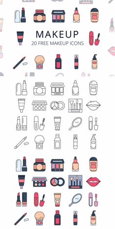 an image of makeup icons on a white background with the words make up written below