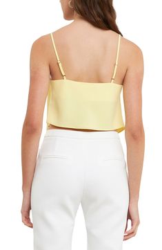 This buttery soft tank is crafted in a cropped silhouette with slinky adjustable straps and a drapey neckline. Cowl neck Adjustable straps 100% polyester Hand wash, dry flat Imported Chic Crop Top Camisole With Built-in Bra, Spring Crop Top With Built-in Bra For Night Out, Chic Tops With Built-in Bra And Tank Straps, Chic Tank Top With Built-in Bra, Party Cropped Camisole With Straps, Party Cropped Camisole With Built-in Bra, Chic Summer Top With Removable Straps, Chic Summer Tops With Removable Straps, Cropped Party Tank Top With Straps