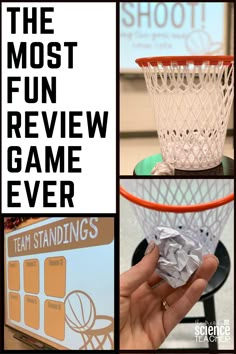 the most fun review game ever for team standing basketball hoops and paper ball holders