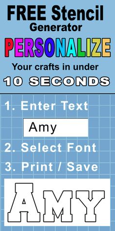 a poster with the text, free stencil generator personalize your crafts in under 10 seconds