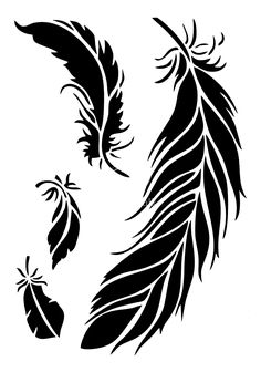 a black and white drawing of two feathers