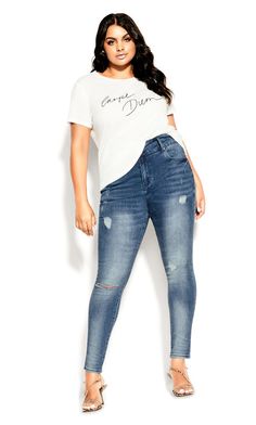 Plus Size Asha Sweetheart Jean - mid denim Apple Body Shape, Apple Body Shapes, Plus Size Summer Outfits, Love Jeans, Denim Chic, Simple Tees, Plus Size Shopping, Plus Size Jeans, Chic Woman