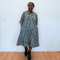 Our Charlie dress is an everyday wear. Our loose fit colourful dresses made out of non-stretchy African print are perfect for you in case you are looking for a style idea that is versatile, comfortable, and looks fabulous year-round. All materials used to design the dresses are sourced in Kenya.  MEASUREMENT GUIDE:  We recommend asking questions about sizes or you can take your own measurements (at the bust) if unsafe. Since its an A- Line, you only need to ensure that you have the right fit for Casual Multicolor Midi Dress With Pockets, Casual Cotton Dresses With Abstract Print, Multicolor Casual Midi Dress For Work, Casual Multicolor Midi Dress For Work, Blue Printed Dress With Relaxed Fit, Casual Abstract Print Dress With Short Sleeves, Casual Yellow Shirt Dress For Work, Casual Oversized Printed Dresses, Yellow Casual Shirt Dress For Work