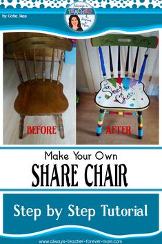 a chair made out of wooden sticks with the words make your own share chair on it