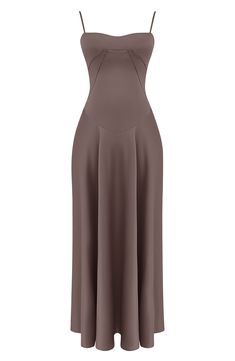 "Find HOUSE OF CB Anabella Lace-up Satin Gown on Editorialist. A sculpting corset-inspired bodice shapes this glamorous satin gown punctuated with a laced-up back. Exclusive retailer 52\" length (size X-Large) Square neck Adjustable straps Unlined 75% acetate, 25% polyester with 80% polyamide 20% elastane contrast Dry clean Imported" House Of Cb Dresses, Pebble Grey, Satin Gown, Satin Maxi, House Of Cb, Satin Maxi Dress, Elegant Dress, Occasion Dresses, Square Neck