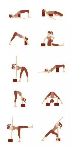 a woman doing yoga poses in different positions