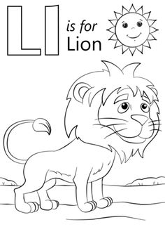 the letter l is for lion coloring page with an image of a lion on it