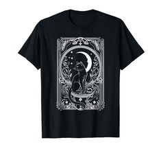 PRICES MAY VARY. Simple Elegant Moon Tarot Card, Cat Tarot Card, Full Moon purrrfect for Cat Moms, Cat Dads, Women Teens and Girls. This cute cat lover tee This cat lover's Illustration is so simple elegant and classy, it's sure to be a hit for cat lover Christmas ideas or to wear on Halloween. Lightweight, Classic fit, Double-needle sleeve and bottom hem Cat Tarot Cards, Cat Tarot Cards Art, Tarot Card Shirts, The Moon Cat Tarot, Black Cat Design T-shirt, Cat Mom, Branded T Shirts, Tarot Cards, Cute Cat