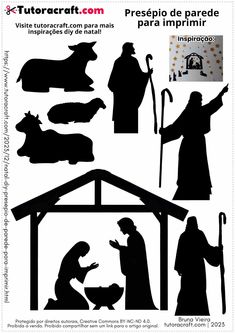 the silhouettes of people and animals in their nativity