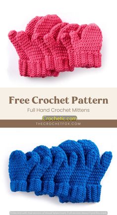 crochet mittens with text that says free crochet pattern