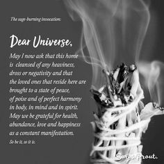 Dear Universe, Burning Sage, Sage Smudging, Wiccan Spell Book, Spells Witchcraft