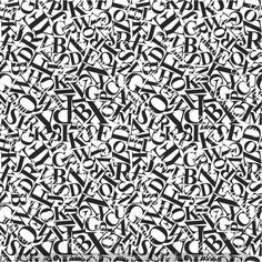 an abstract black and white pattern with letters in different sizes, all on one side