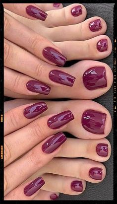 Nails Burgundy Acrylic Nails, Fall Toe Nails, Toe Nail Color, Pretty Toe Nails, Purple Nail, Burgundy Nails, Bride Nails, Nails French, Toe Nail Designs