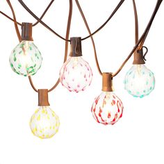 multicolored glass ball lights hanging from brown cord