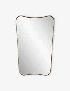 a square shaped mirror with gold trim on the edges and an oval frame around it