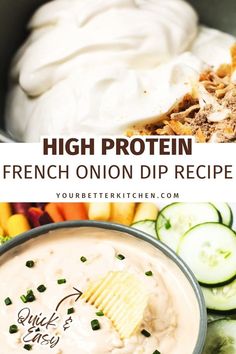 Figuring out how to make tasty high-protein snacks can be tough, especially when you're short on time. This High Protein French Onion Dip is the perfect solution. In this recipe post, you'll learn to create an easy, low-carb, on-the-go snack that kids, teens, and adults will love. It's ideal for lunch, parties, or any time. Enjoy this savory high-protein snack with veggies, crackers, carrots, chips, and other dippers. Plus, it only needs a few ingredients, including Greek yogurt.