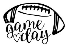 a football with the words gameday written on it in cursive writing,