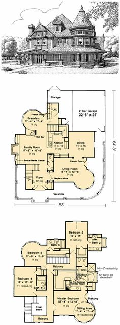 two plans for a large house with lots of windows