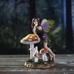 6 Fairy Statue - Mushroom Fairy with Bunny - Magick Magick.com Toadstool Fairy, Bunny Statue, Fairy Statues, Mushroom Fairy, Fairy Figurines, Candle Wax Melts, Flower Bed, Patio Table, Intricate Details