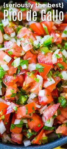 the best pico de gallo is served in a blue bowl