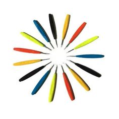 a group of different colored pens in a circle