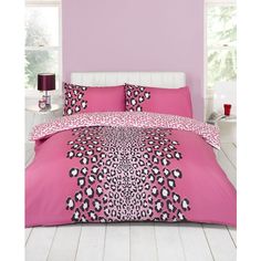 pink and black bedding with leopard print