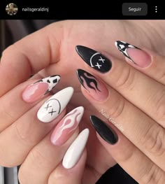 Ying And Yang Nails, Valorant Nails, Light Pink Nail Designs, Stiletto Nails Short, Pop Art Nails, Nail Academy, Witchy Nails, Simple Fall Nails