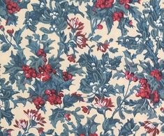 a blue and red floral print fabric